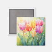 Blühender Wasserfarbener Frühlingsgarten Magnet (Vorderseite/Rückseite)