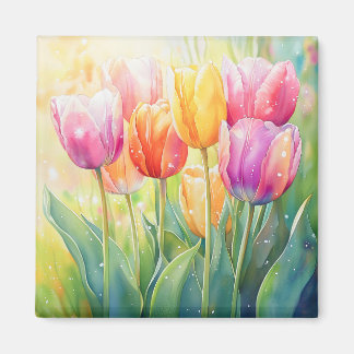 Blühender Wasserfarbener Frühlingsgarten Magnet