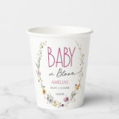 Blühender White Baby Shower Floral Paper Cup Pappbecher (Rückseite)