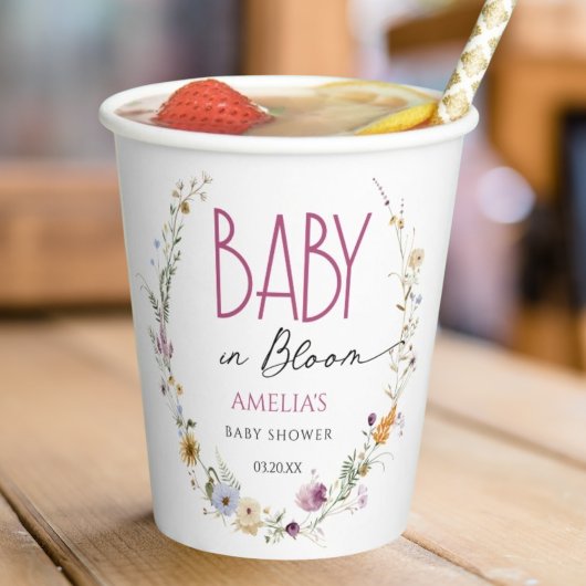 Blühender White Baby Shower Floral Paper Cup Pappbecher