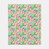 Blühendes Aquarellsucculents-Muster Fleecedecke (Vorderseite)