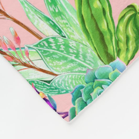 Blühendes Aquarellsucculents-Muster Fleecedecke (Ecke)