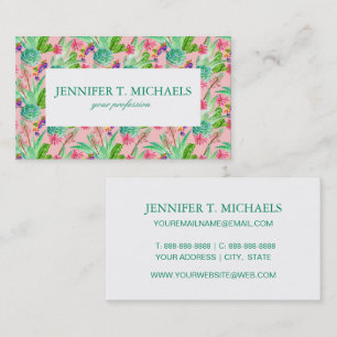 Blühendes Aquarellsucculents-Muster Visitenkarte