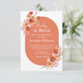 blühendes Baby, blumenbraun, Babyduschbogen Einladung (Stehend Vorderseite)