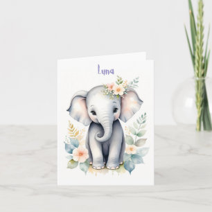 Blühendes Baby-Elefant Einladung