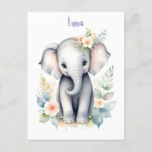 Blühendes Baby-Elefant Einladungspostkarte