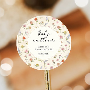 Blühendes Baby - Florales Babyshower Runder Aufkleber