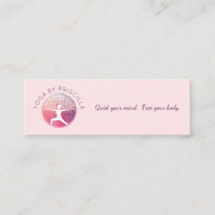 Blühendes Baum-Frauen-Yoga-Pose-Logo Mini Visitenkarte