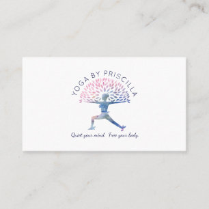 Blühendes Baum-Frauen-Yoga-Pose-Logo Visitenkarte