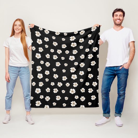 Blühendes Blumenmuster schwarzer Fleece (3 Größen) (Beispiel)