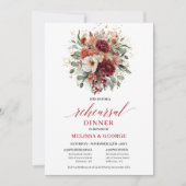 Blühendes Boho-Burgunder-Blumen-Probedinner Einladung (Vorderseite)