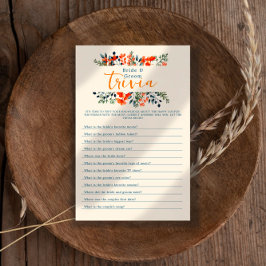 Blühendes Botanicals Bride & Groom Trivia Spiel Flyer
