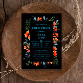 Blühendes botanisches Brautparty Orange Floral Einladung