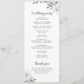 Blühendes botanisches duastisches Blumenprogramm Menükarte (Rückseite)