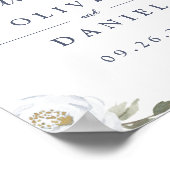 Blühendes botanisches Dusty Blue Blues Hochzeitsze Poster (Ecke)