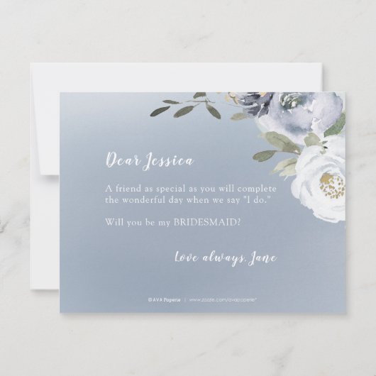 Blühendes botanisches Grau Werden Sie meine Brautj Einladung (Rückseite)