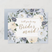 Blühendes botanisches Grau Werden Sie meine Brautj Einladung (Vorne/Hinten)
