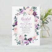 Blühendes botanisches lila blumengeschmücktes Brau Einladung (Stehend Vorderseite)