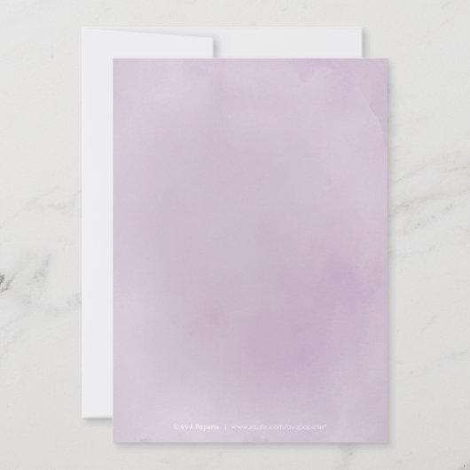 Blühendes botanisches lila Hochzeitsessen Probe Einladung (Rückseite)