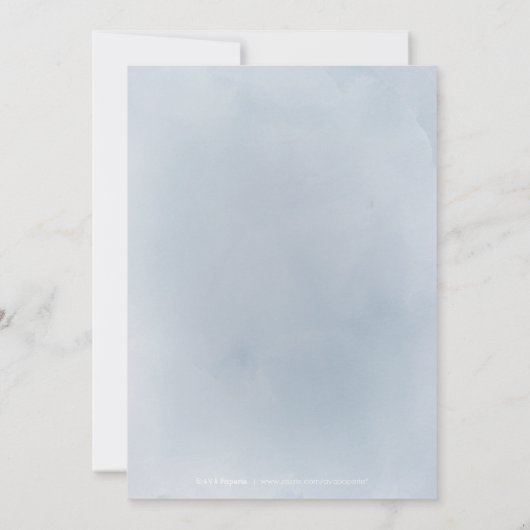 Blühendes botanisches staubblaues blühendes Brautp Einladung (Rückseite)