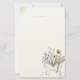 Blühendes Buch Botanische Linienkunst Schreibwaren Briefpapier