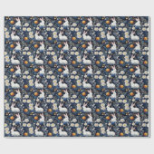 Blühendes Bunnies Ostermuster Geschenkpapier (Flach)