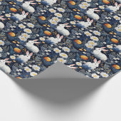 Blühendes Bunnies Ostermuster Geschenkpapier (Ecke)