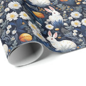 Blühendes Bunnies Ostermuster Geschenkpapier (Rolleneckpunkt)