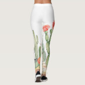 Blühendes Cacti-Grenzmuster Leggings (Rückseite)