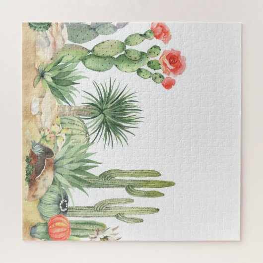 Blühendes Cacti-Grenzmuster Puzzle (Horizontal)