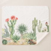 Blühendes Cacti-Grenzmuster Sherpadecke (Vorderseite (Horizontal))