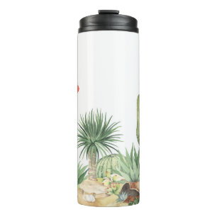 Blühendes Cacti-Grenzmuster Thermosbecher