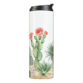 Blühendes Cacti-Grenzmuster Thermosbecher (Nach links gedreht)