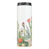 Blühendes Cacti-Grenzmuster Thermosbecher (Rückseite)