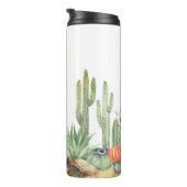 Blühendes Cacti-Grenzmuster Thermosbecher (Nach rechts gedreht)