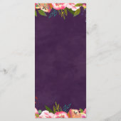 Blühendes Chic Color Editable Wedding Menu Menükarte (Rückseite)