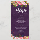 Blühendes Chic Color Editable Wedding Menu Menükarte (Vorne/Hinten)