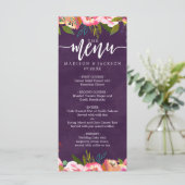 Blühendes Chic Color Editable Wedding Menu Menükarte (Stehend Vorderseite)