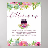 Blühendes Chic Floral Hochzeit Open Bar Table Sign