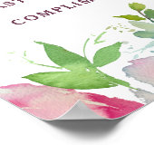 Blühendes Chic Floral Hochzeit Open Bar Table Sign Poster (Ecke)