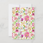 Blühendes Chic Pink Blues Hochzeitsfest Probe Dinn Einladung (Rückseite)