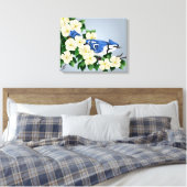 Blühendes Dogwood mit Blue Jay Bird Leinwanddruck (Insitu (Schlafzimmer))