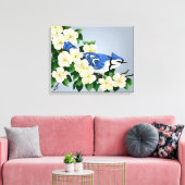 Blühendes Dogwood mit Blue Jay Bird Leinwanddruck (Insitu (Wohnzimmer))
