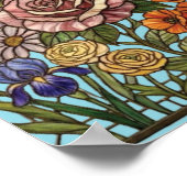 Blühendes Garten-Buntglas-Blumenpaneel Poster (Ecke)