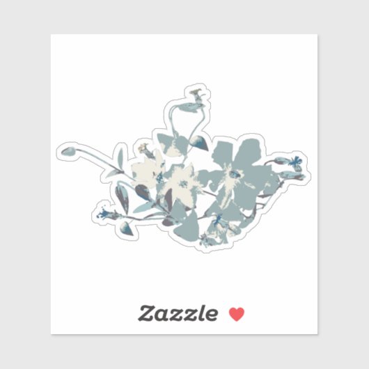 Blühendes graues blaues Creme Clematis Weinmuster Aufkleber (Blatt)