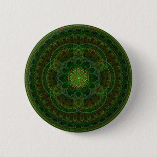 Blühendes grünes Kaleidoskop Button