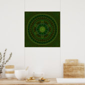 Blühendes grünes Kaleidoskop Poster (Küche)