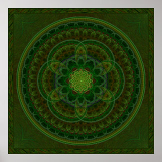 Blühendes grünes Kaleidoskop Poster