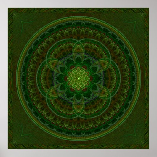 Blühendes grünes Kaleidoskop Poster (Vorne)