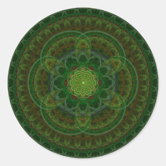 Blühendes grünes Kaleidoskop Runder Aufkleber